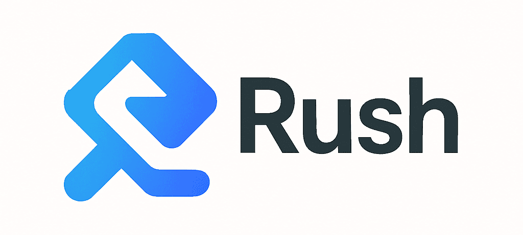 Rush chat-first site builder with editor and live preview panes